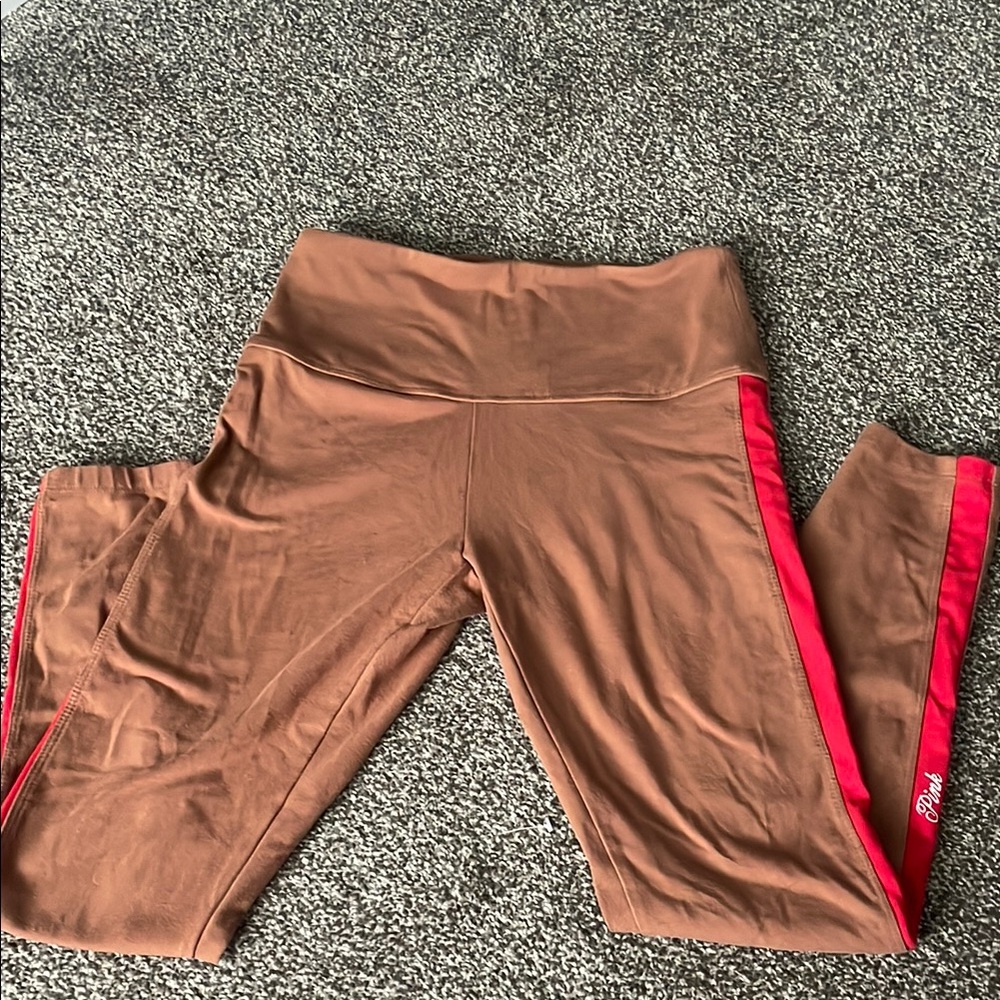Brown Leggings with Red Stripe